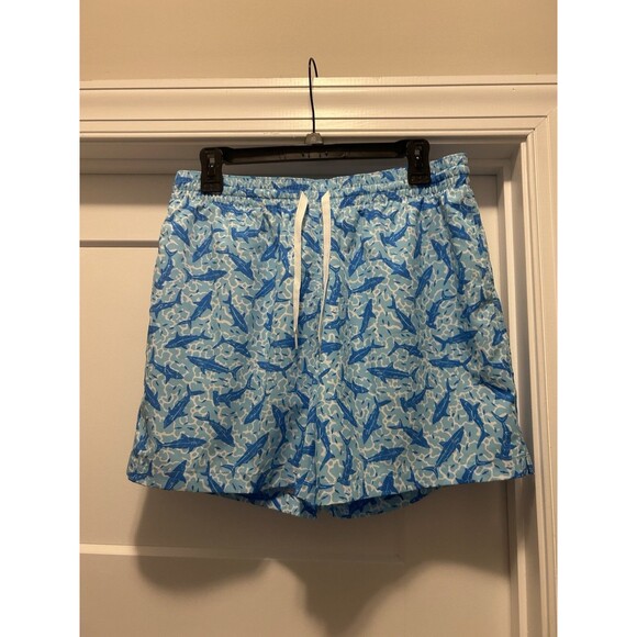 Chubbies 5.5 Blue The Shark Sides Classic Drawstring Swim Shorts Mens Size Large - Picture 1 of 5